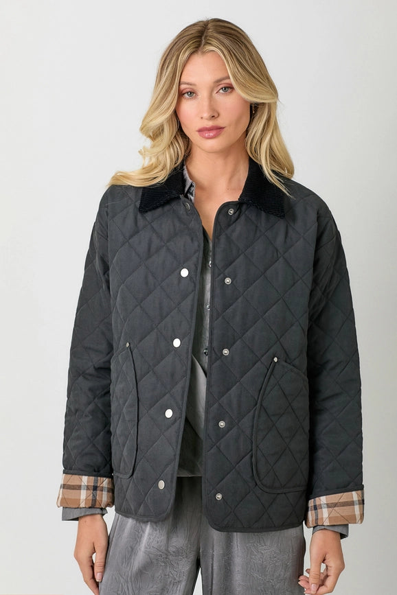 Contrast Quilted Jacket Black-Jacket-Mystree-S-Black-Urbanheer