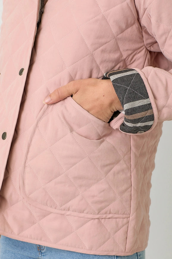 Contrast Quilted Jacket Rose Vanilla-Jacket-Mystree-S-Rose Vanilla-Urbanheer