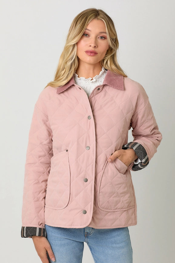 Contrast Quilted Jacket Rose Vanilla-Jacket-Mystree-S-Rose Vanilla-Urbanheer