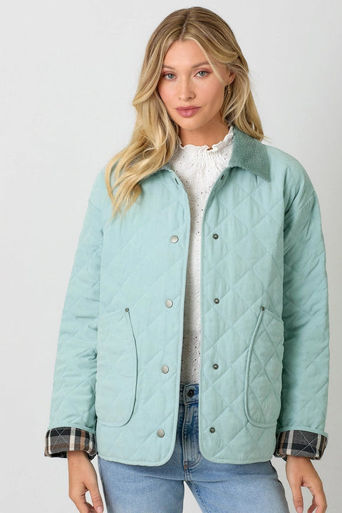 Contrast Quilted Jacket Soft Blue-Jacket-Mystree-S-Soft Blue-Urbanheer