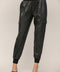 Contrast Rib Band Trim Faux Leather Jogger BLACK-Pants-FATE-S-BLACK-Urbanheer