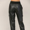 Contrast Rib Band Trim Faux Leather Jogger BLACK-Pants-FATE-S-BLACK-Urbanheer
