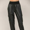 Contrast Rib Band Trim Faux Leather Jogger BLACK-Pants-FATE-S-BLACK-Urbanheer