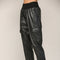 Contrast Rib Band Trim Faux Leather Jogger BLACK-Pants-FATE-S-BLACK-Urbanheer