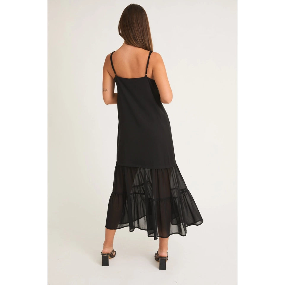 Contrast Skirt Detail Tiered Maxi Dress-Dress-Apolline-XS-BLACK-Urbanheer