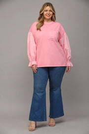 Contrast Slv Washed Sweatshirt-Sweatshirt-FATE-1XL-BABY PINK-Urbanheer