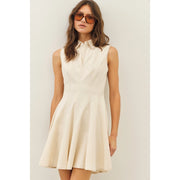 Contrast Stitch Detailed Fit and Flare Mini Dress NATURAL-Dress-idem ditto-S-NATURAL-Urbanheer