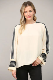 Contrast Stripe Detail Blouse-Blouse-FATE-S-IVORY-Urbanheer