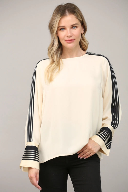 Contrast Stripe Detail Blouse-Blouse-FATE-S-IVORY-Urbanheer