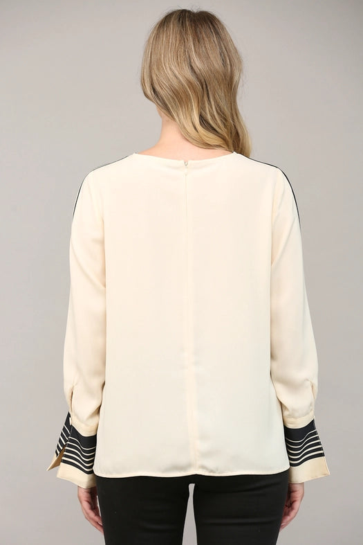 Contrast Stripe Detail Blouse-Blouse-FATE-S-IVORY-Urbanheer