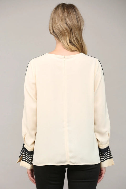 Contrast Stripe Detail Blouse-Blouse-FATE-S-IVORY-Urbanheer