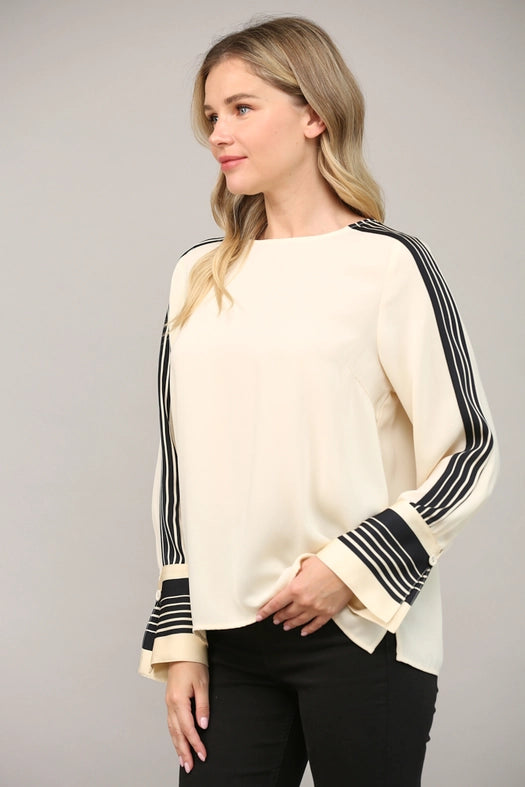 Contrast Stripe Detail Blouse-Blouse-FATE-S-IVORY-Urbanheer