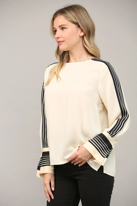Contrast Stripe Detail Blouse-Blouse-FATE-S-IVORY-Urbanheer