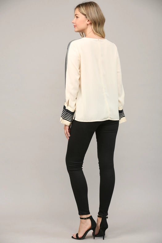 Contrast Stripe Detail Blouse-Blouse-FATE-S-IVORY-Urbanheer