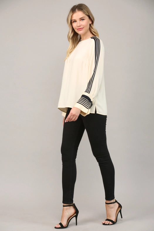 Contrast Stripe Detail Blouse-Blouse-FATE-S-IVORY-Urbanheer