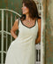 Contrast Trim Fit & Flare Linen Midi Dress