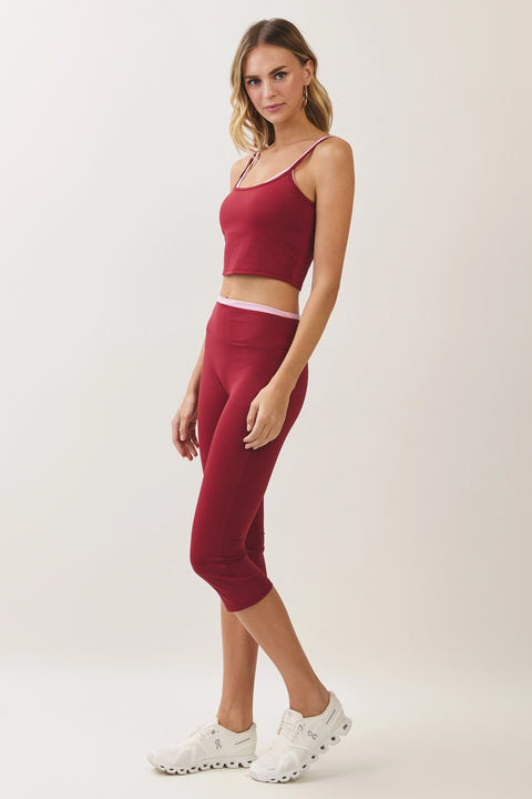 Contrast Waist Capri Leggings