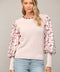 Contrast Woven Juliette Slv Crew Neck Sweater-Sweater-FATE-S-MAUVE-Urbanheer