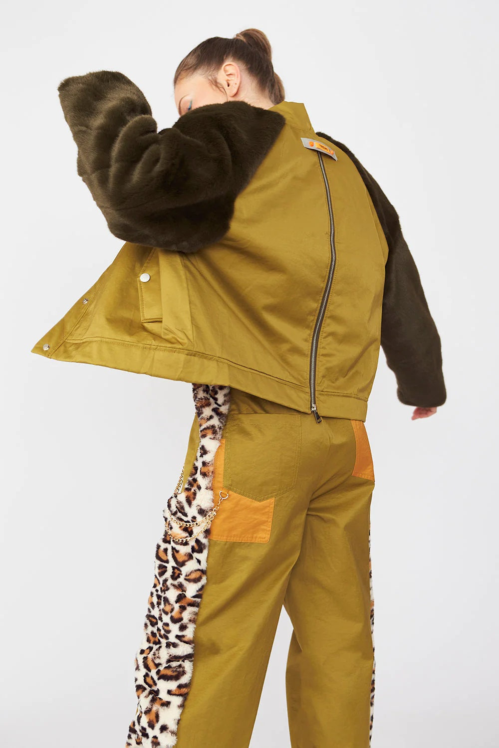 Contrasting Green Faux Fur Bomber Jacket-Jackets & Blazers-Buy Me Fur Ltd-One Size-Green-Faux Fur-Urbanheer