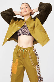 Contrasting Green Faux Fur Bomber Jacket-Jackets & Blazers-Buy Me Fur Ltd-One Size-Green-Faux Fur-Urbanheer