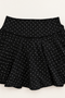 Polka Dot Print Mini Circle Skort with Bow Back and Lace Trim - Black