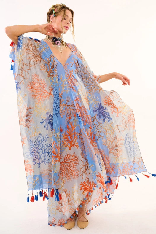 Coral Fields Dress-Dress-Aratta-XS-Blue/Coral-Urbanheer