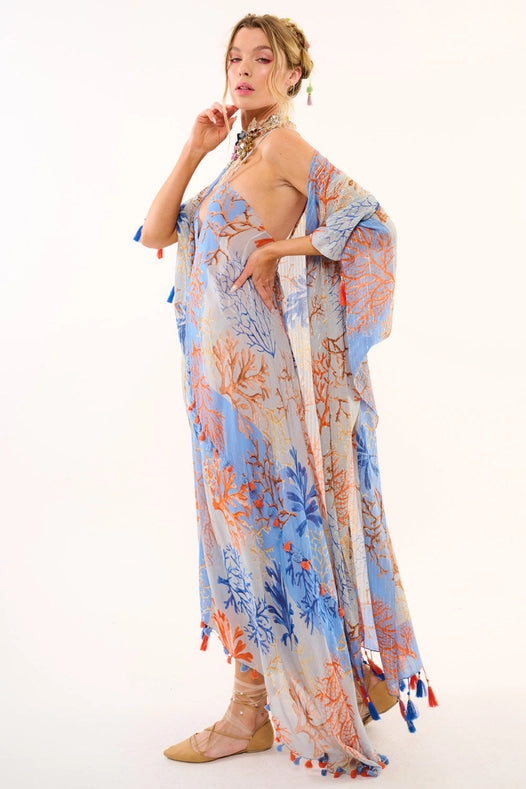 Coral Fields Dress-Dress-Aratta-XS-Blue/Coral-Urbanheer