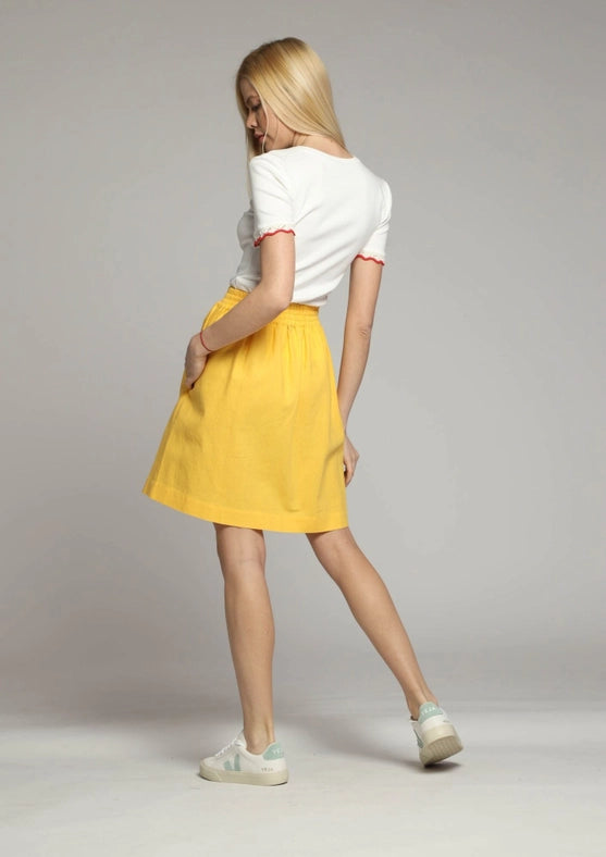 Corfu Floaty Short Linen Skirt in Yellow-Skirt-Truly Linen-XS-Yellow-Urbanheer
