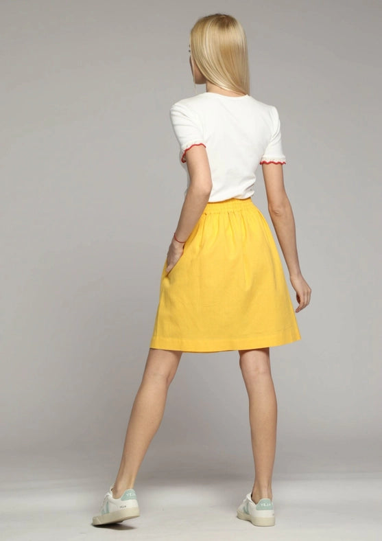 Corfu Floaty Short Linen Skirt in Yellow-Skirt-Truly Linen-XS-Yellow-Urbanheer
