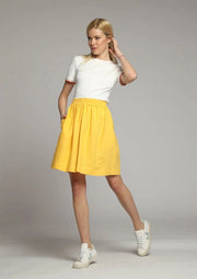Corfu Floaty Short Linen Skirt in Yellow-Skirt-Truly Linen-XS-Yellow-Urbanheer
