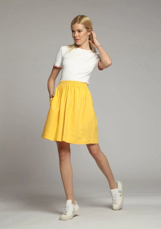 Corfu Floaty Short Linen Skirt in Yellow-Skirt-Truly Linen-XS-Yellow-Urbanheer