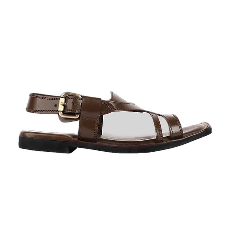 Corgan Mens Cowhide Genuine Eco Leather Sandals-Leather Sandal-Inland Leather-Brown-US 7/EU 39-Urbanheer