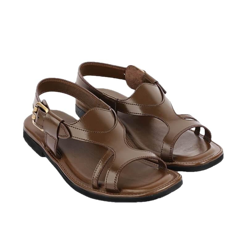 Corgan Mens Cowhide Genuine Eco Leather Sandals-Leather Sandal-Inland Leather-Brown-US 7/EU 39-Urbanheer