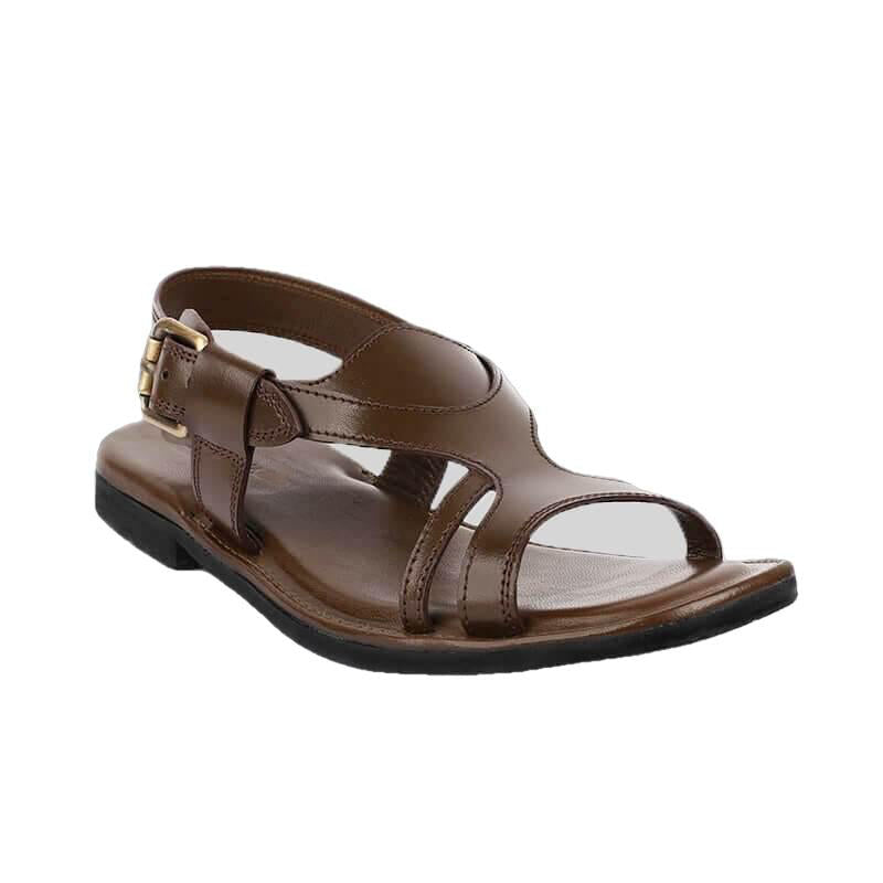 Corgan Mens Cowhide Genuine Eco Leather Sandals-Leather Sandal-Inland Leather-Brown-US 7/EU 39-Urbanheer