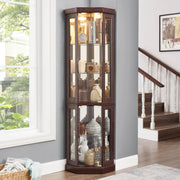 Corner Glass Cabinet Lighted Curio Cabinet Corner Display Case for Living Room, Curio Cabinet,-UH Decor-Default-Urbanheer