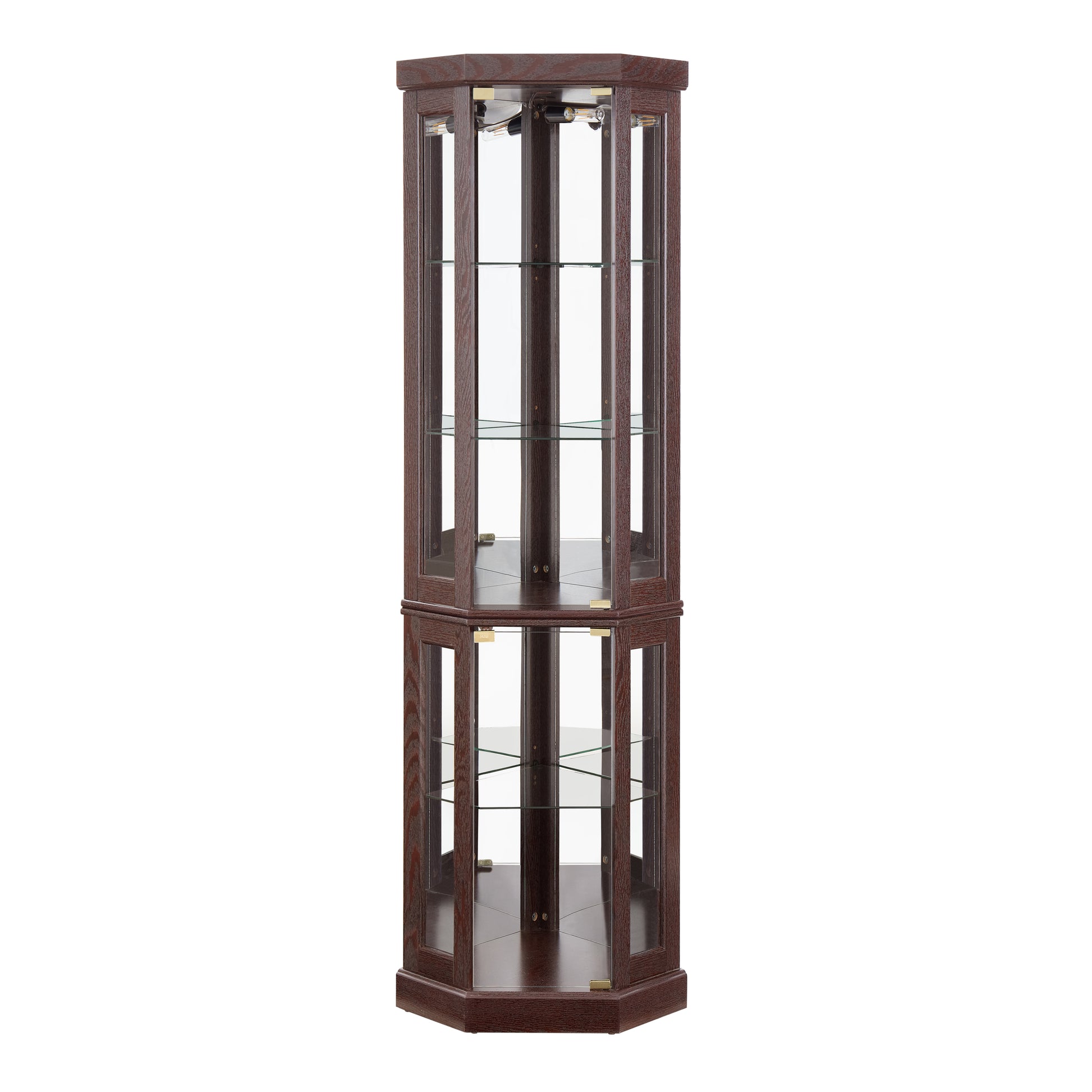 Corner Glass Cabinet Lighted Curio Cabinet Corner Display Case for Living Room, Curio Cabinet,-UH Decor-Default-Urbanheer