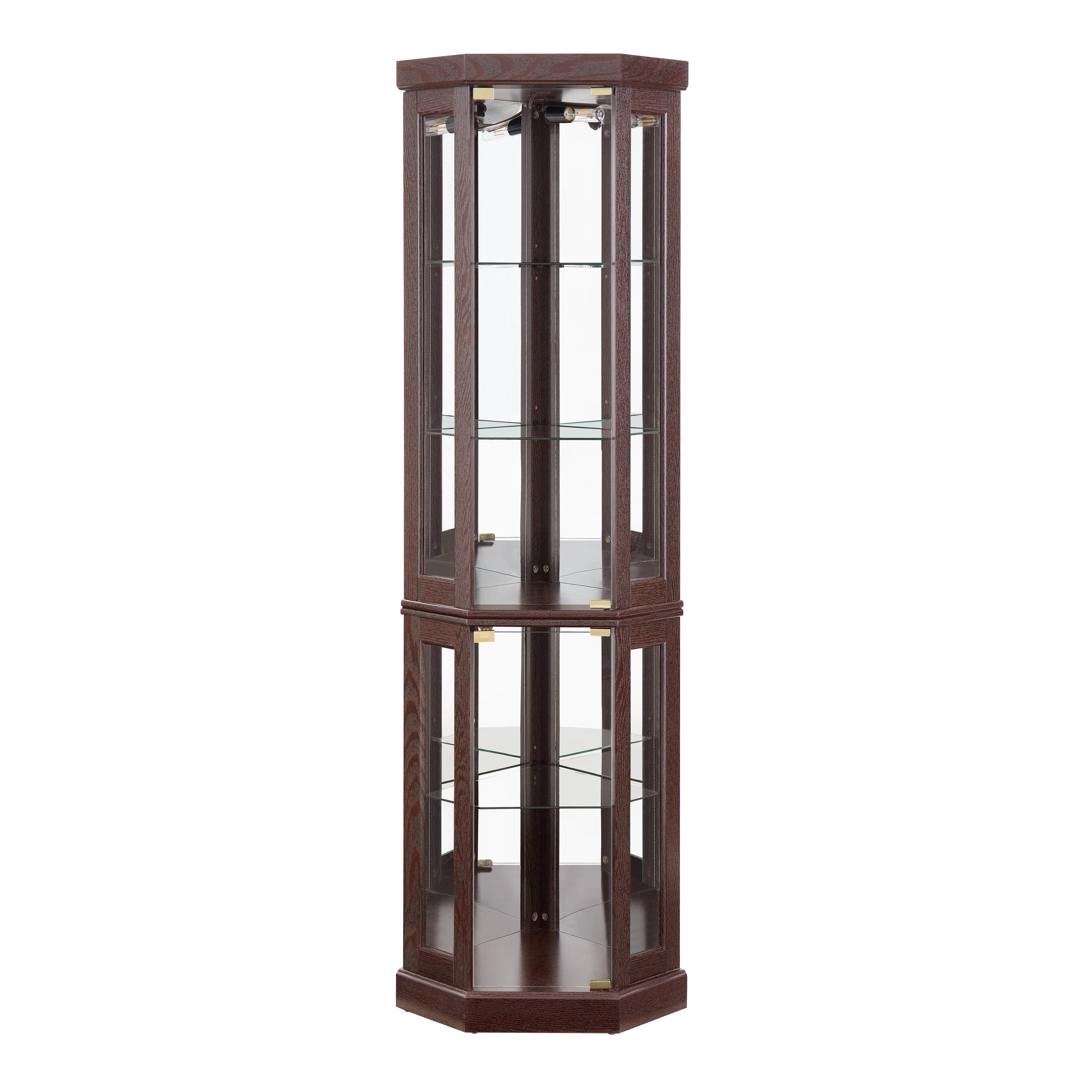 Corner Glass Cabinet Lighted Curio Cabinet Corner Display Case for Living Room, Curio Cabinet,-UH Decor-Default-Urbanheer