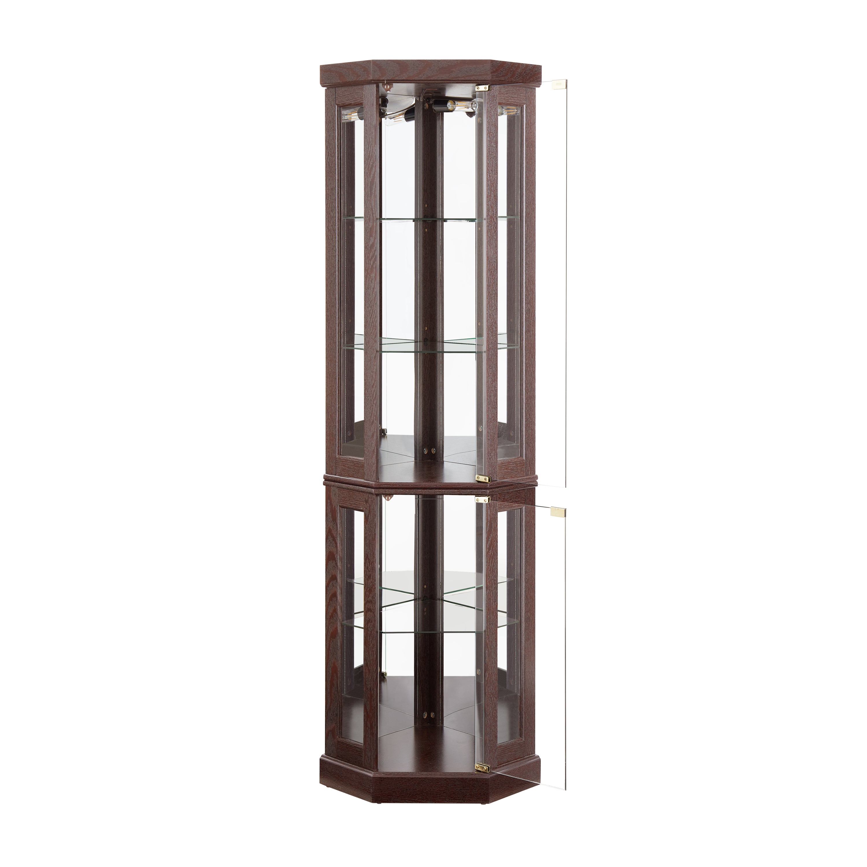 Corner Glass Cabinet Lighted Curio Cabinet Corner Display Case for Living Room, Curio Cabinet,-UH Decor-Default-Urbanheer