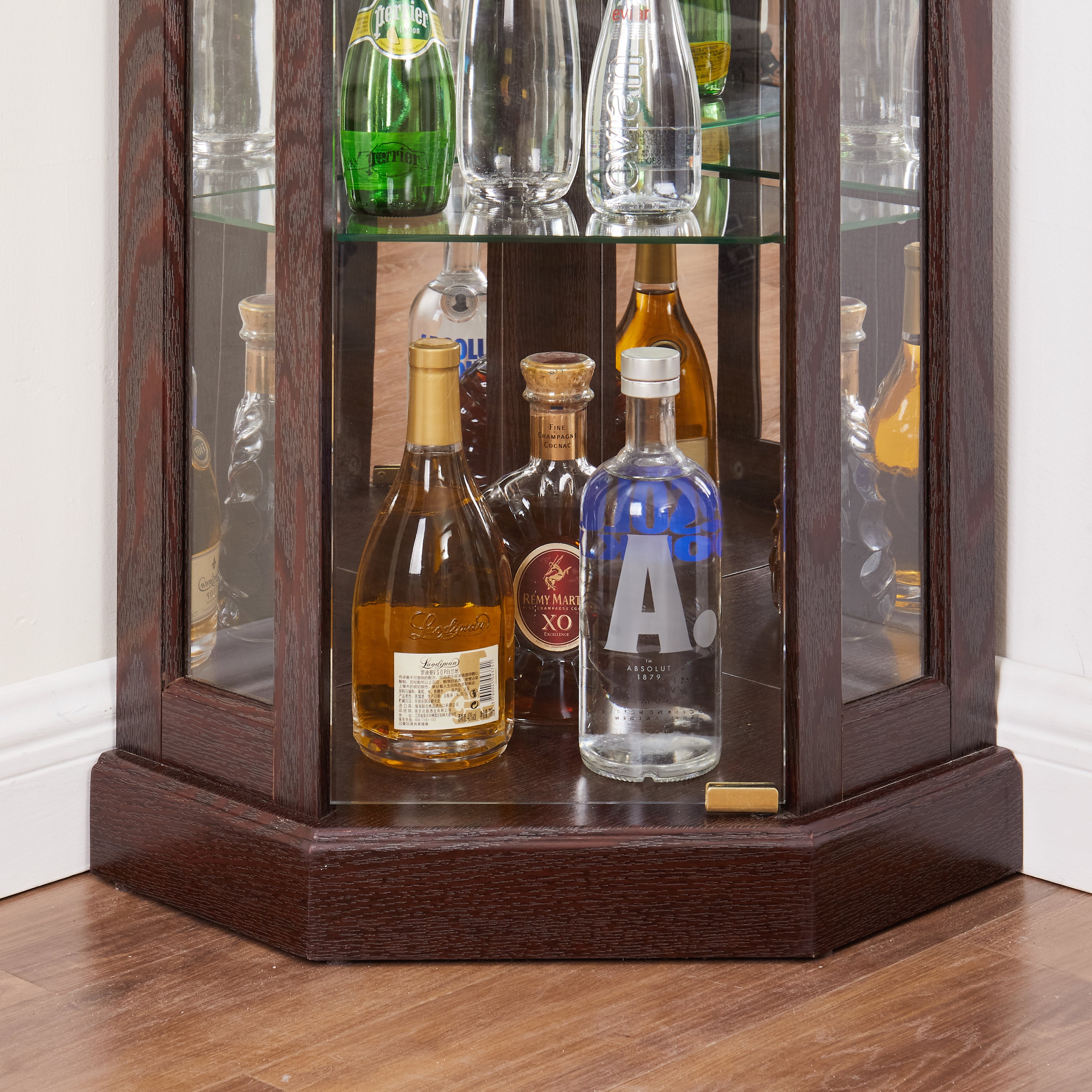 Corner Glass Cabinet Lighted Curio Cabinet Corner Display Case for Living Room, Curio Cabinet,-UH Decor-Default-Urbanheer