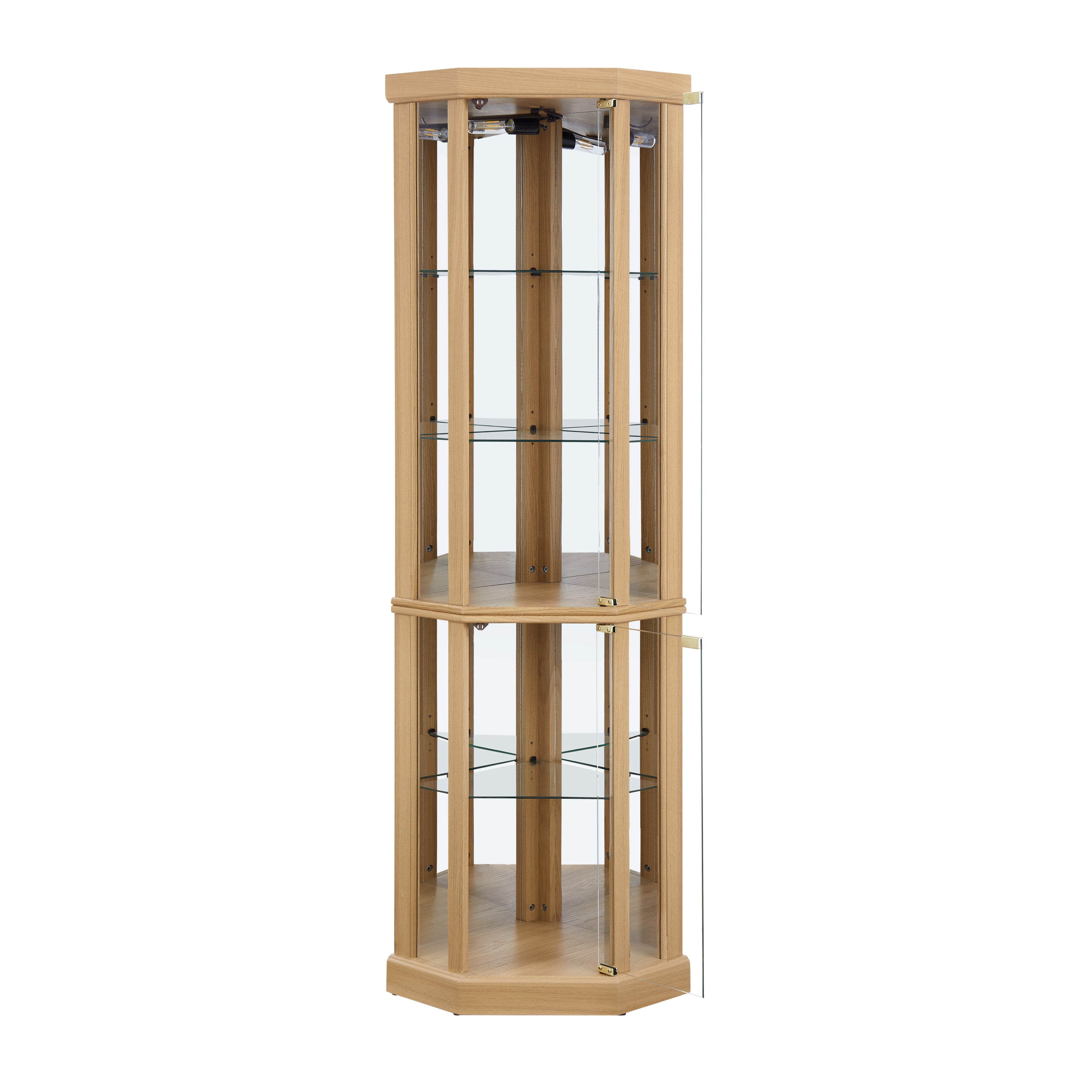 Corner Lighted Curio Cabinet Corner Glass Cabinet Lighted Curio Cabinet Corner Display Case for-UH Decor-Default-Urbanheer