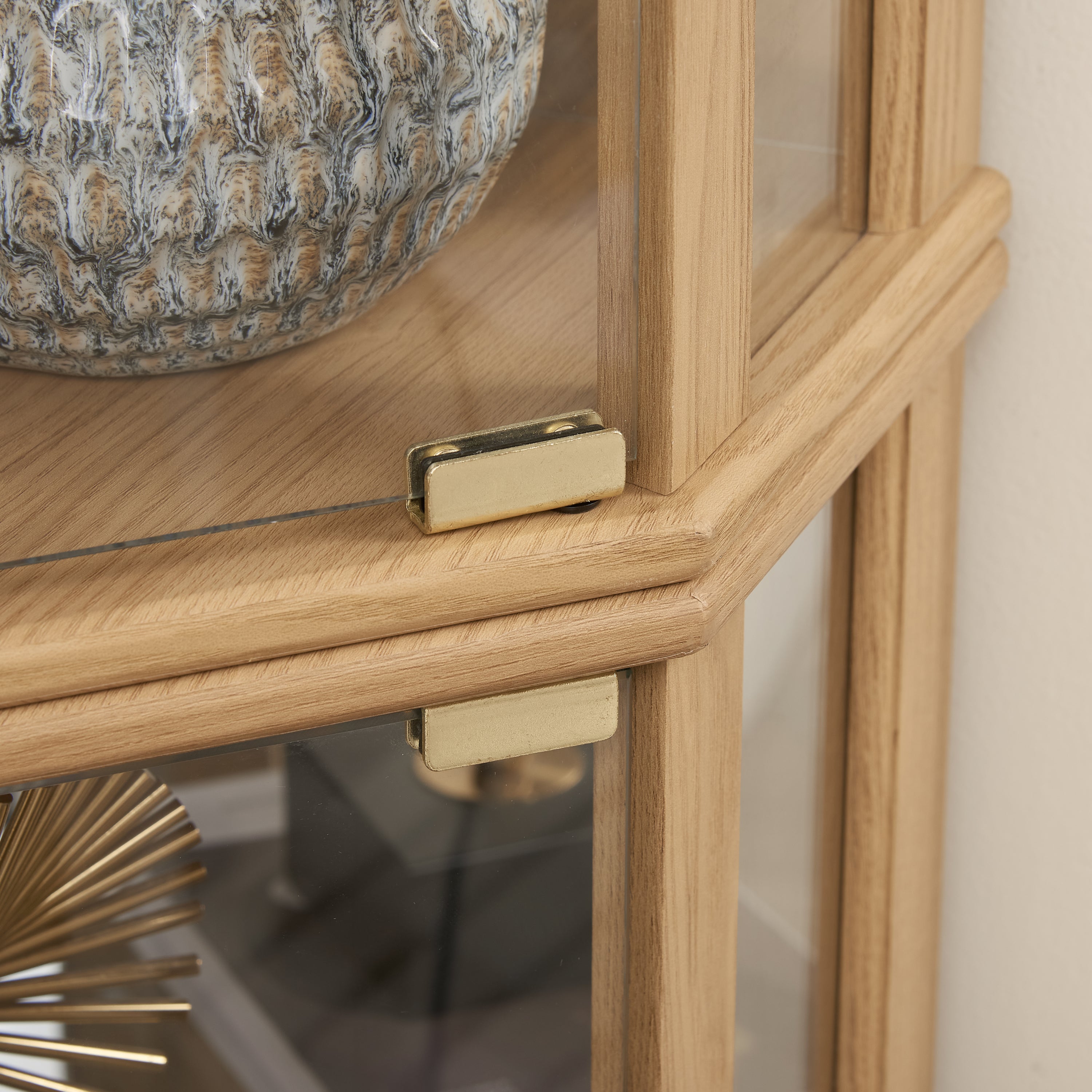 Corner Lighted Curio Cabinet Corner Glass Cabinet Lighted Curio Cabinet Corner Display Case for-UH Decor-Default-Urbanheer