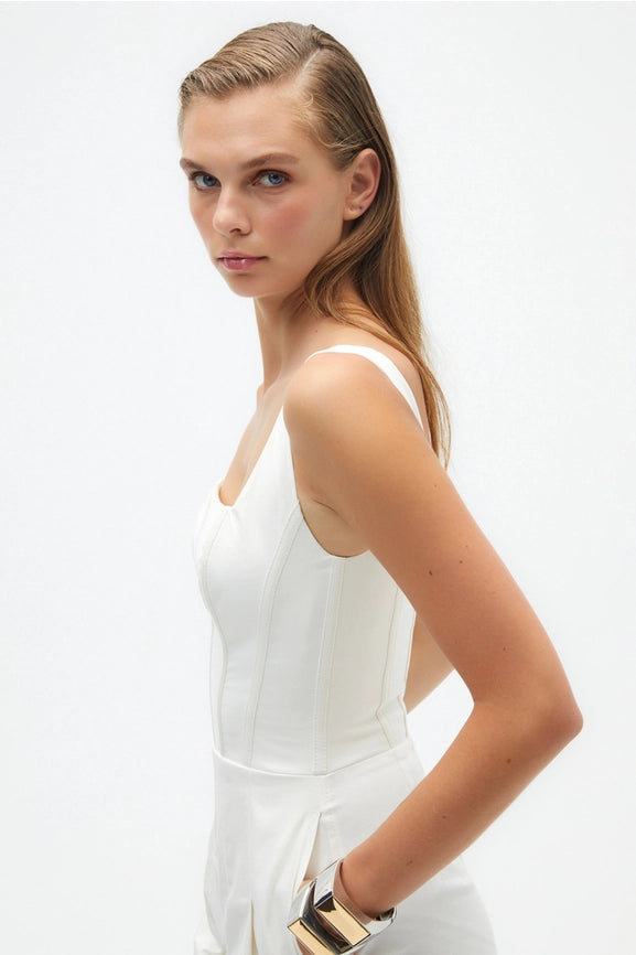 Corset Designed Jumpsuit-Jumpsuit-NOCTURNE-S-Ecru-Urbanheer