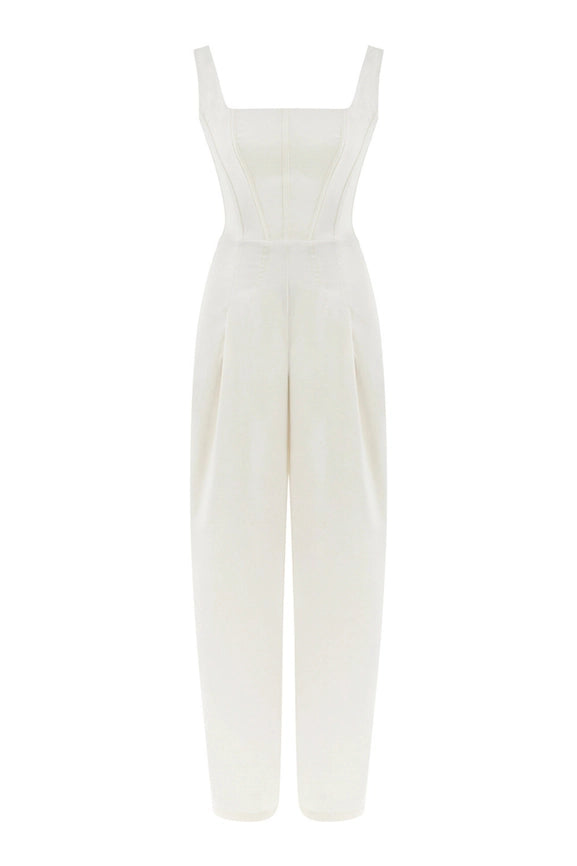 Corset Designed Jumpsuit-Jumpsuit-NOCTURNE-S-Ecru-Urbanheer