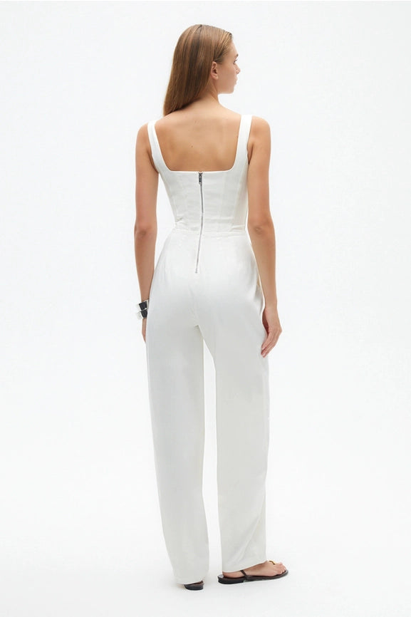 Corset Designed Jumpsuit-Jumpsuit-NOCTURNE-S-Ecru-Urbanheer