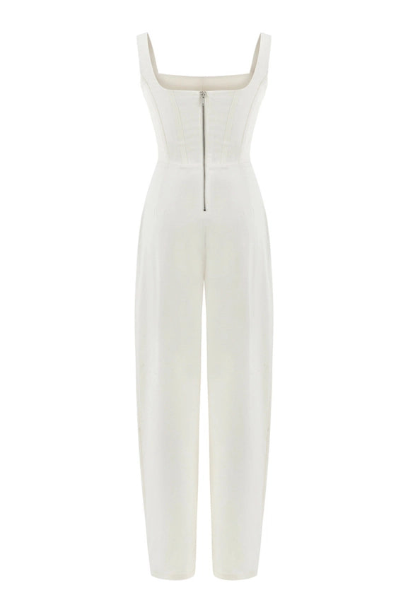 Corset Designed Jumpsuit-Jumpsuit-NOCTURNE-S-Ecru-Urbanheer