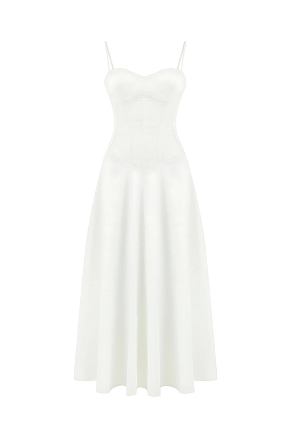 Corset Detailed Dress-Dress-NOCTURNE-L-Off-white-Urbanheer