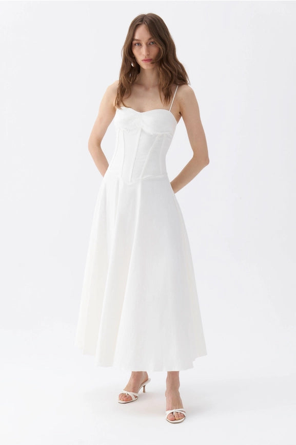 Corset Detailed Dress-Dress-NOCTURNE-L-Off-white-Urbanheer