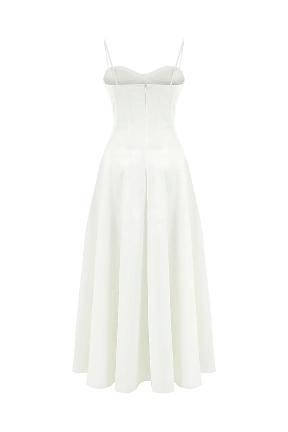 Corset Detailed Dress-Dress-NOCTURNE-L-Off-white-Urbanheer