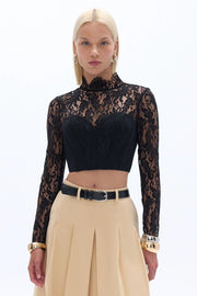 Corset-Look Lace Blouse-Blouse-NOCTURNE-XS-Black-Urbanheer