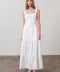 Corset Top Button Down Tiered Maxi Dress WHITE-Dress-Moon River-XS-WHITE-Urbanheer